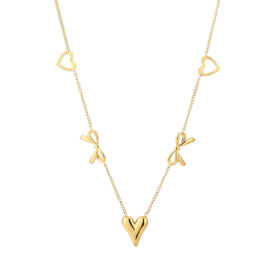 Tess - Ketting met hartjes en een strikje